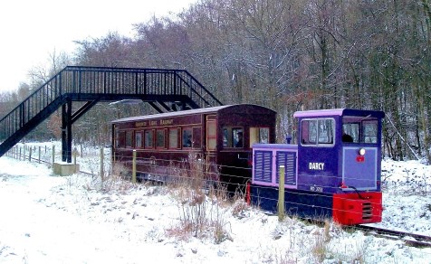 image: Winter passenger train in the snow